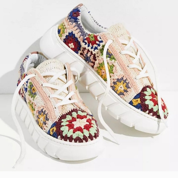 NWB Free People Catch me if you can Crochet Sneakers - Picture 2 of 14